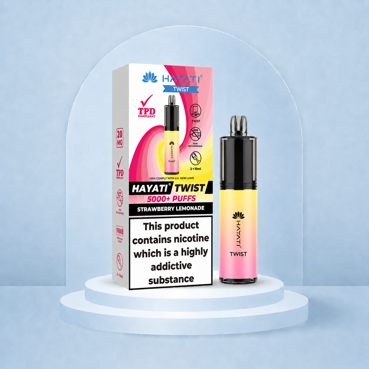 Hayati Twist 5000 5K mit Erdbeer-Limonade